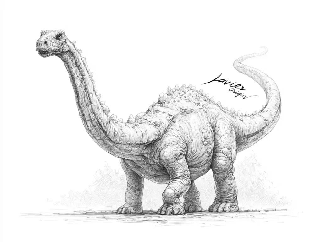 Dinosaurio realista Diplodocus para colorear con lápices de colores