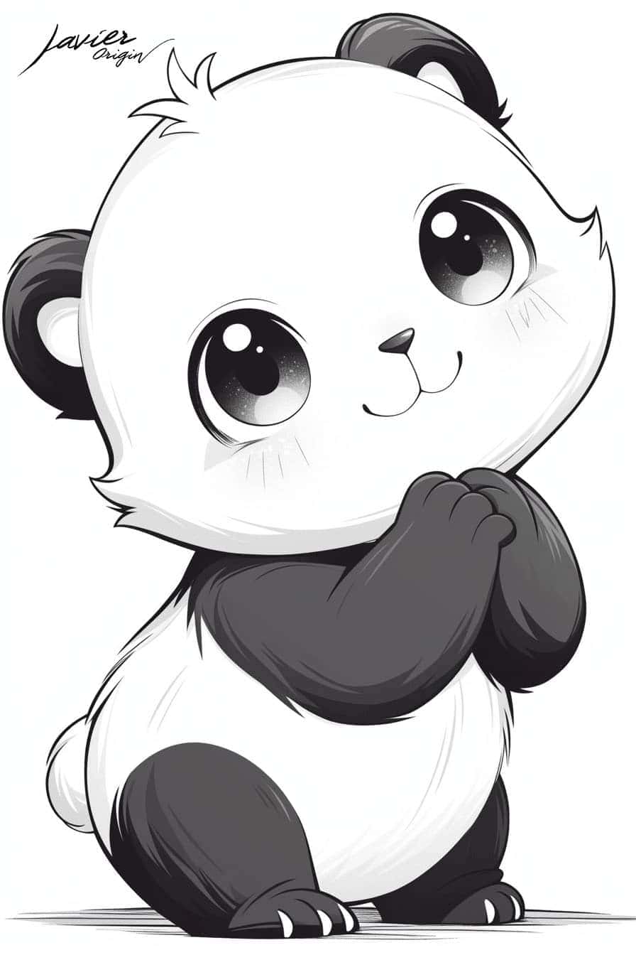Oso panda kawaii para colorear