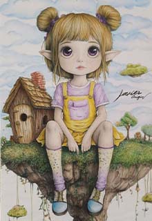 Ilustracion de chica elfo coloreado por Carolina Santamaría