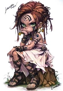 Dibujo de guerrera sentada con trenzas coloreado por Ciovela73
