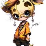 Dibujo de niño jirafa chibi coloreado por Ciovela73