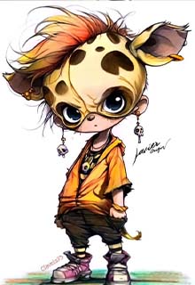 Dibujo de niño jirafa chibi coloreado por Ciovela73