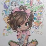 Dibujo de niña dibujando coloreado por Lara_scrap