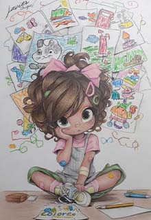 Dibujo de niña dibujando coloreado por Lara_scrap
