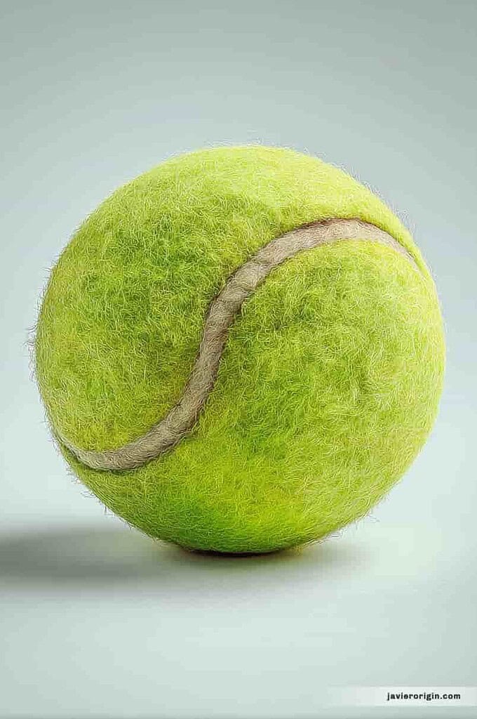 pelota de tenis verde con textura de fieltro, referencia para practicar textura y contraste con lápices de colores