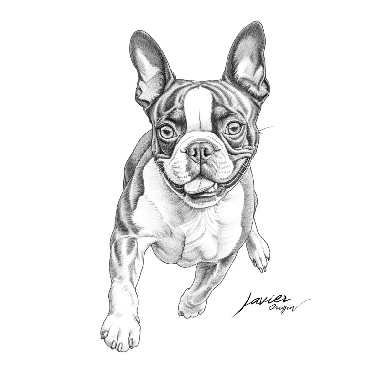 dibujo perro boston terrier para colorear
