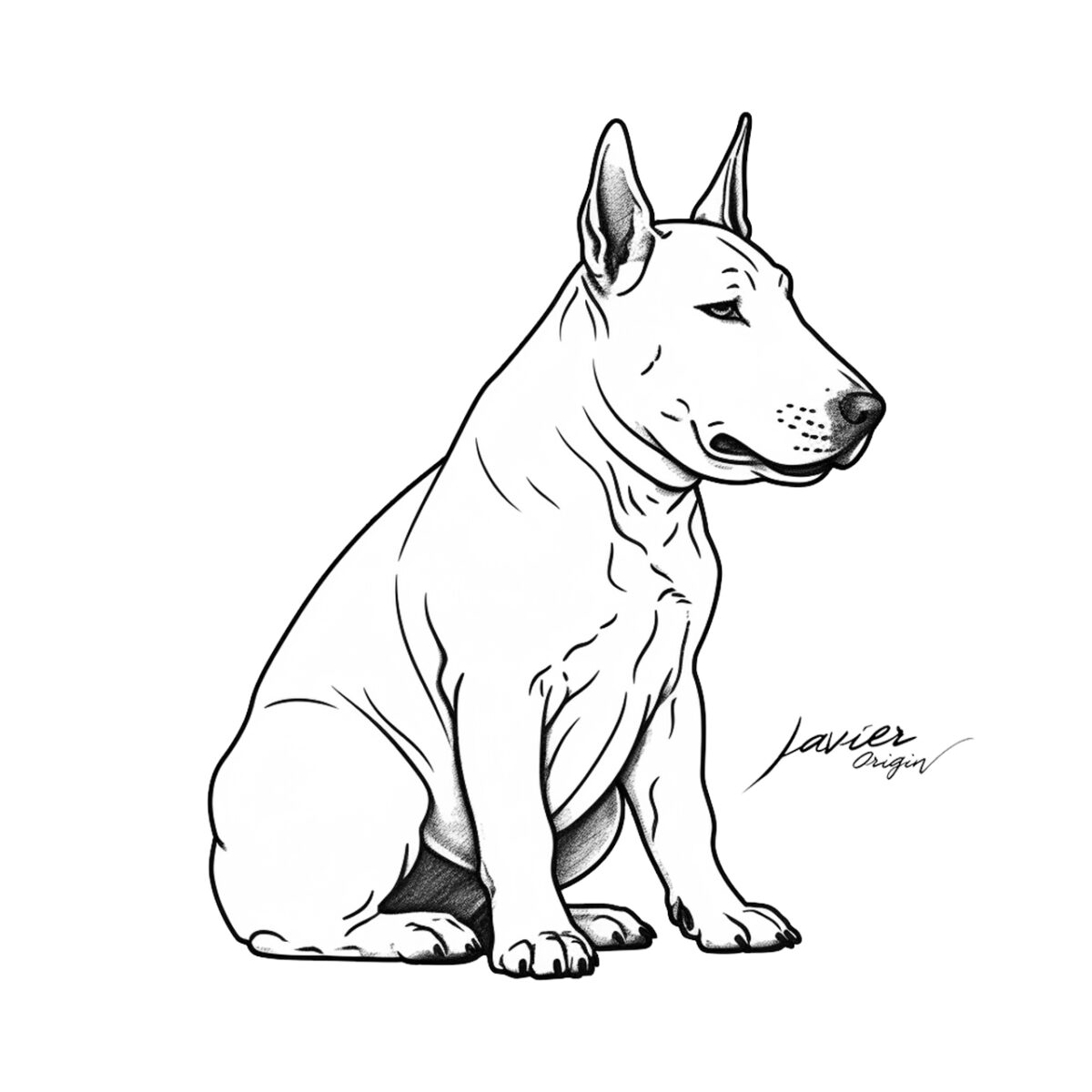dibujo de perro realista bull terrier