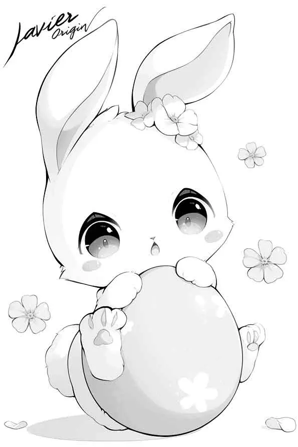Conejo con huevo de pascua para colorear