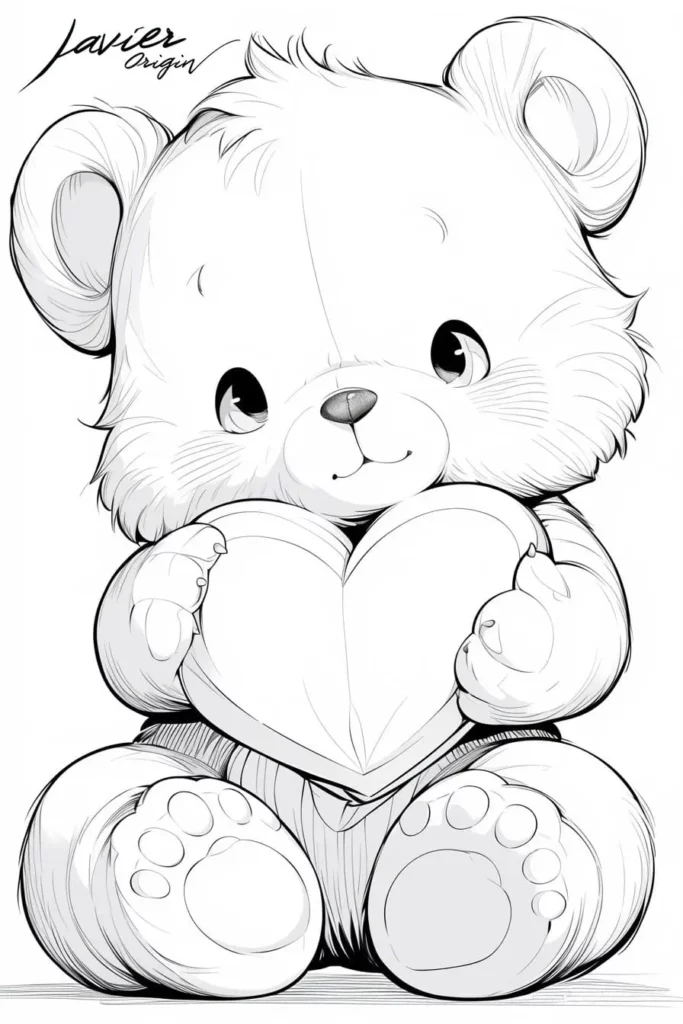 osito corazón dibujo para colorear