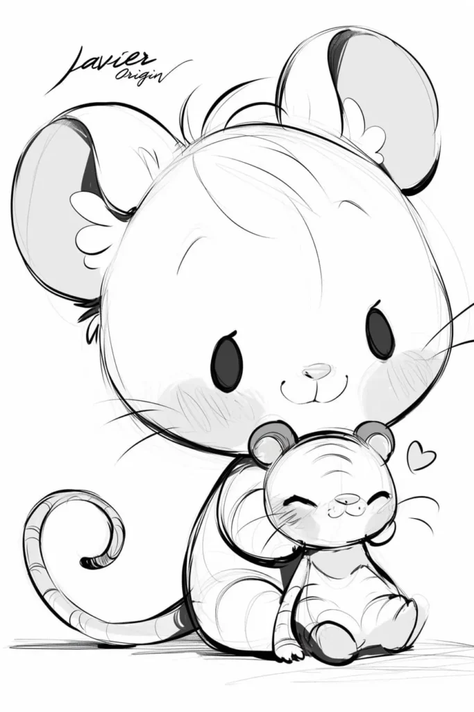 ratón bonito para imprimir y colorear