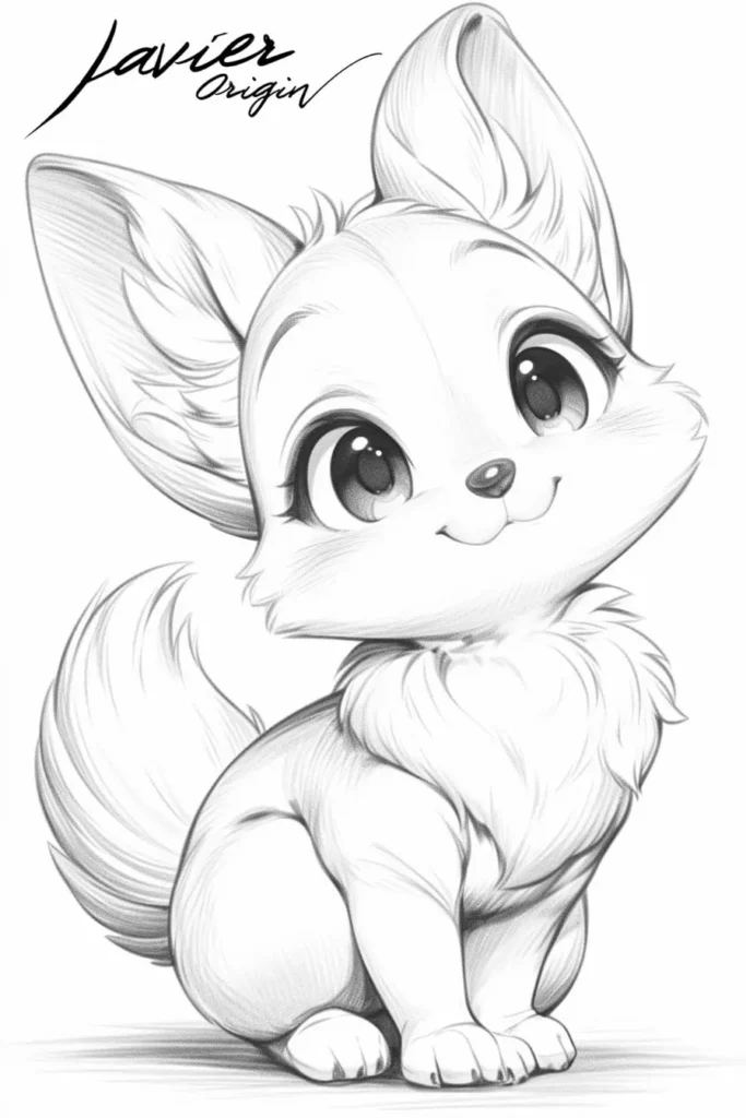 dibujo de zorro bonito para colorear