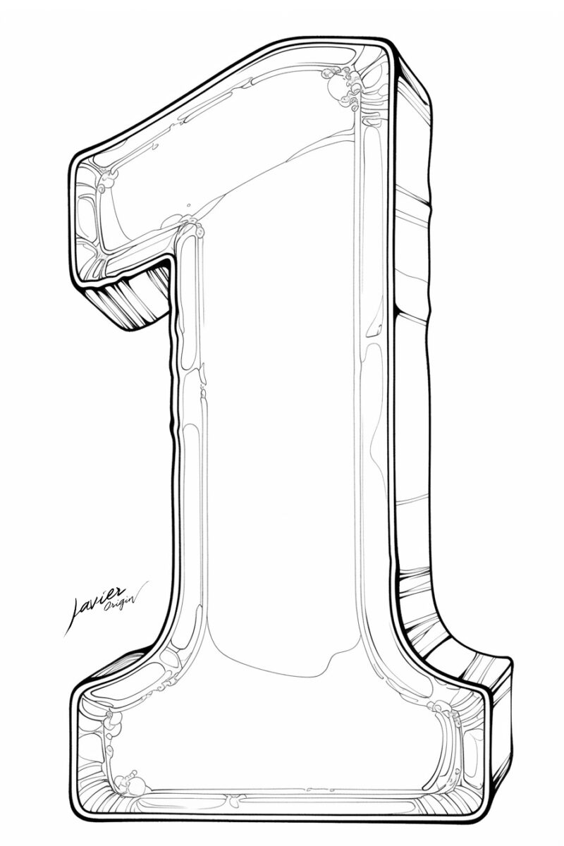 Número uno para colorear grande 3d