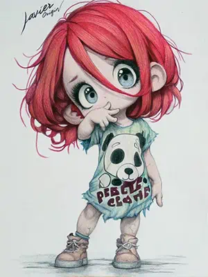 niña chibi coloreada por elena_martín de Comunidad lapiceros Unidos