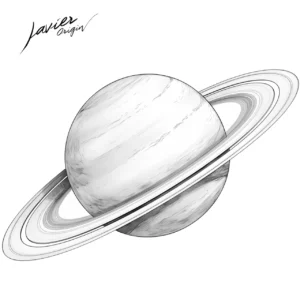 dibujo para colorear saturno por niños y adultos