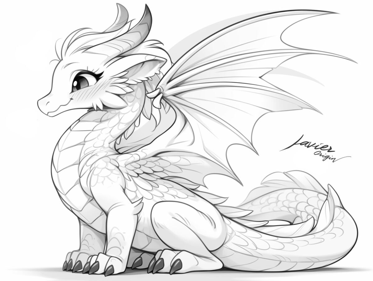 dragón juvenil estilo anime con expresión dulce y alas estilizadas