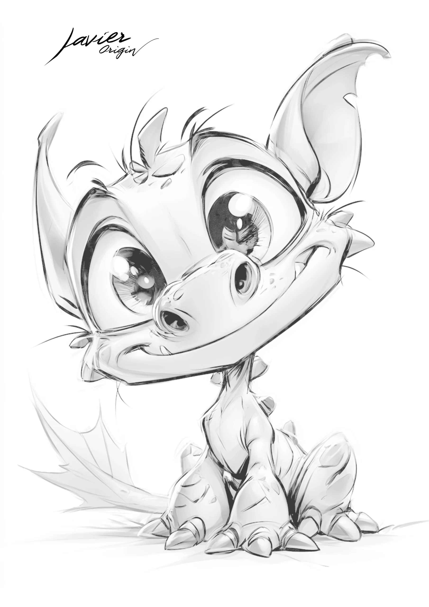 Playful smiling chibi dragon