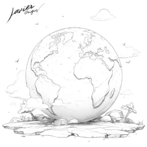 dibujo de mundo para colorear con lapiceros de colores