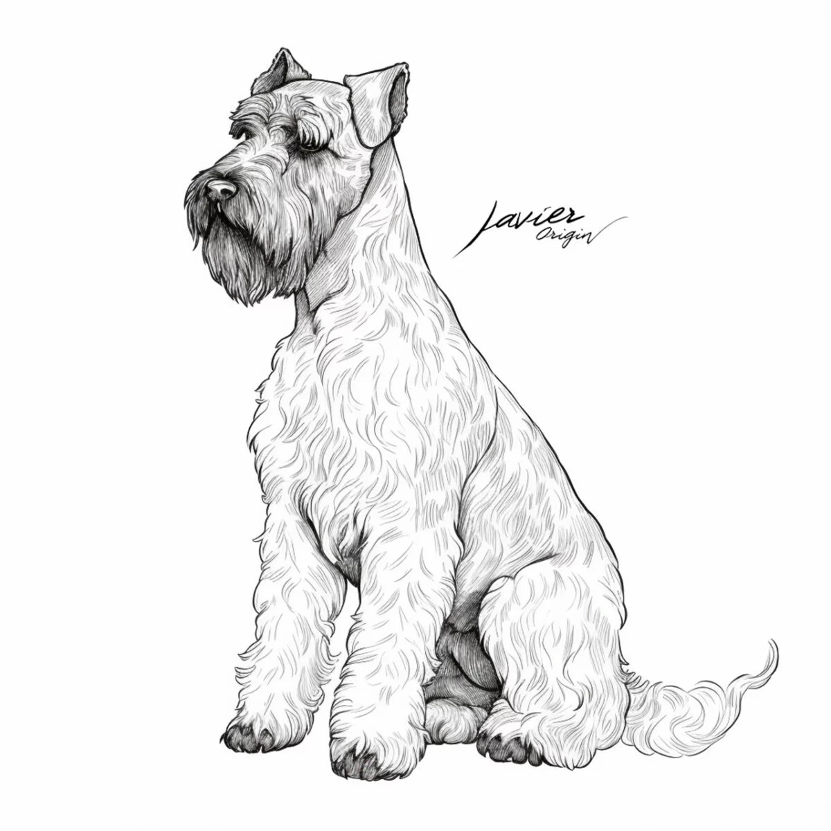 Vista previa del Kerry Blue Terrier realista para colorear