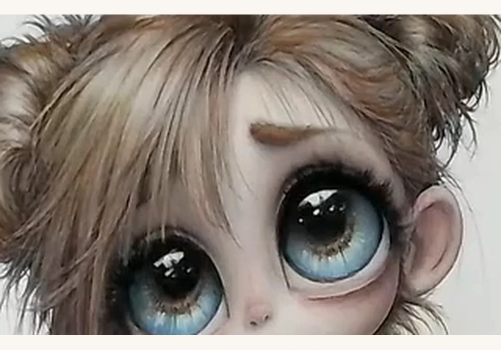 Detalle ampliado de los ojos terminados