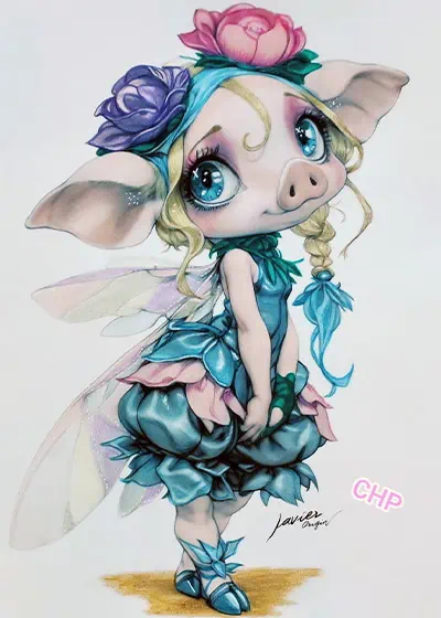 Cerdita hada coloreada por @cati_color