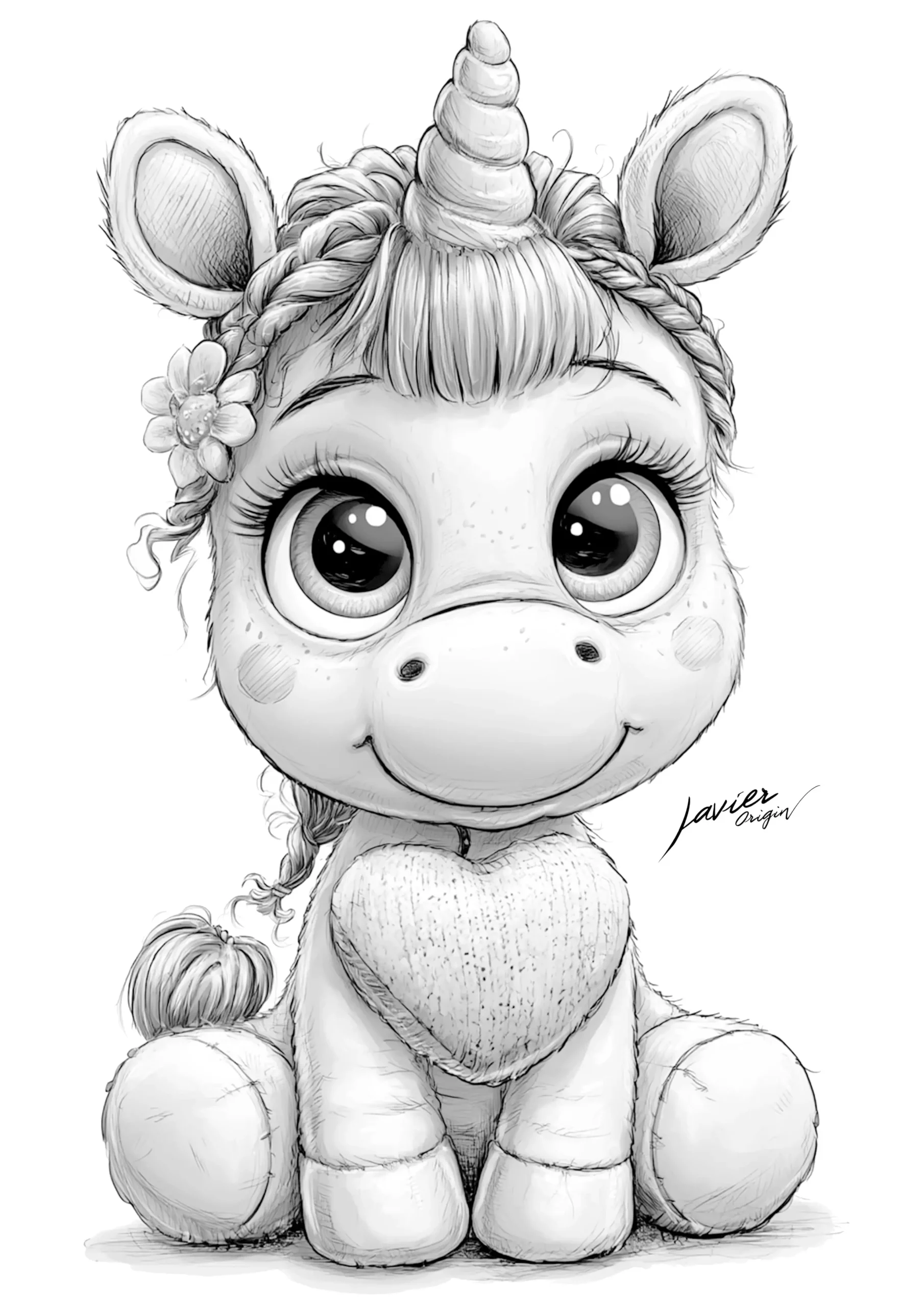 Unicornio chibi kawaii para colorear e imprimir