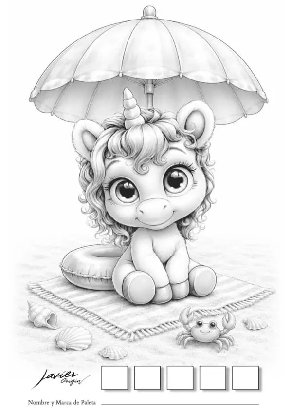 Unicornio para colorear del reto Paletas de Verano