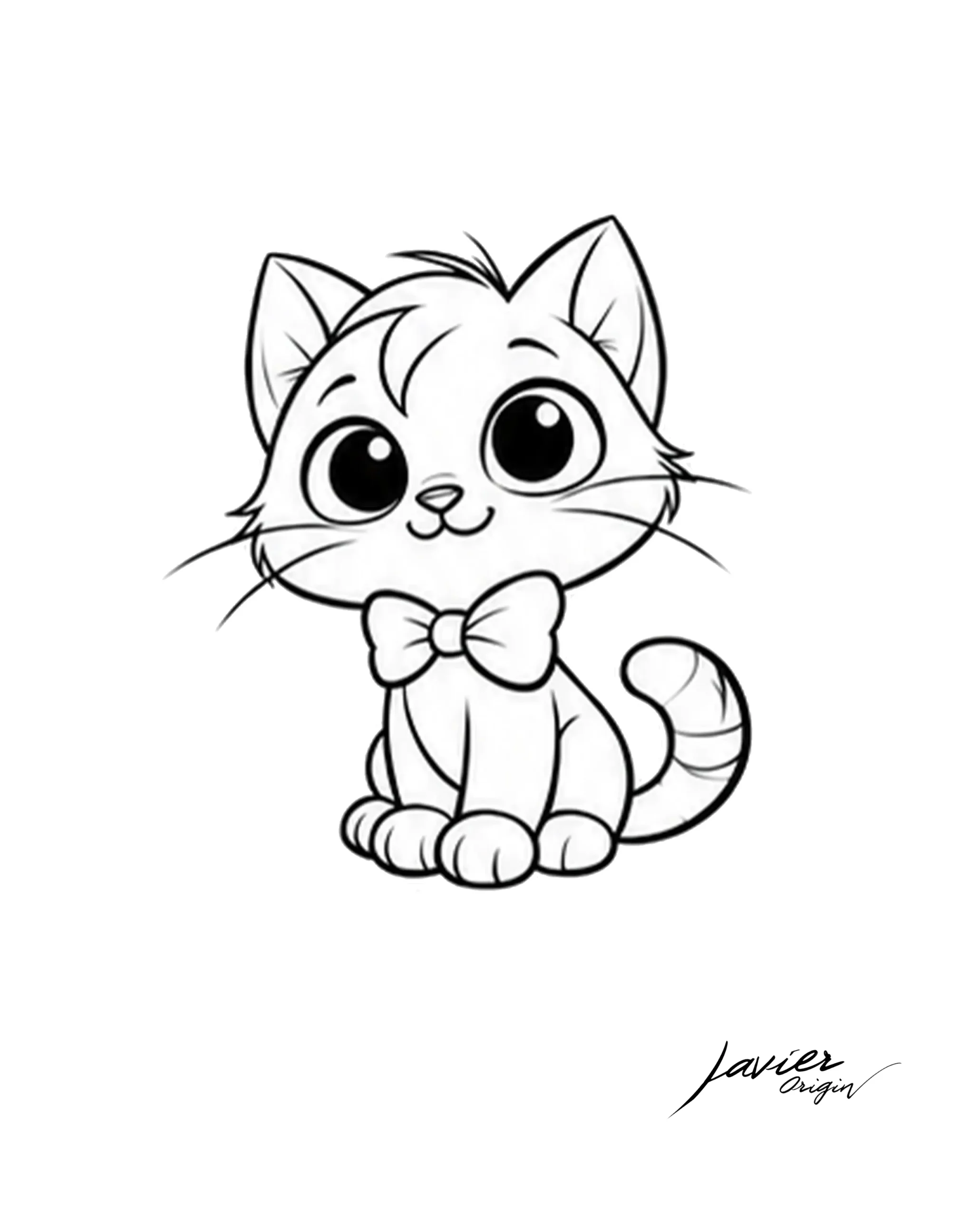 Cómo dibujar un gato kawaii fácil paso a paso