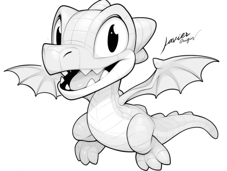 Dragón chibi volador lleno de energía