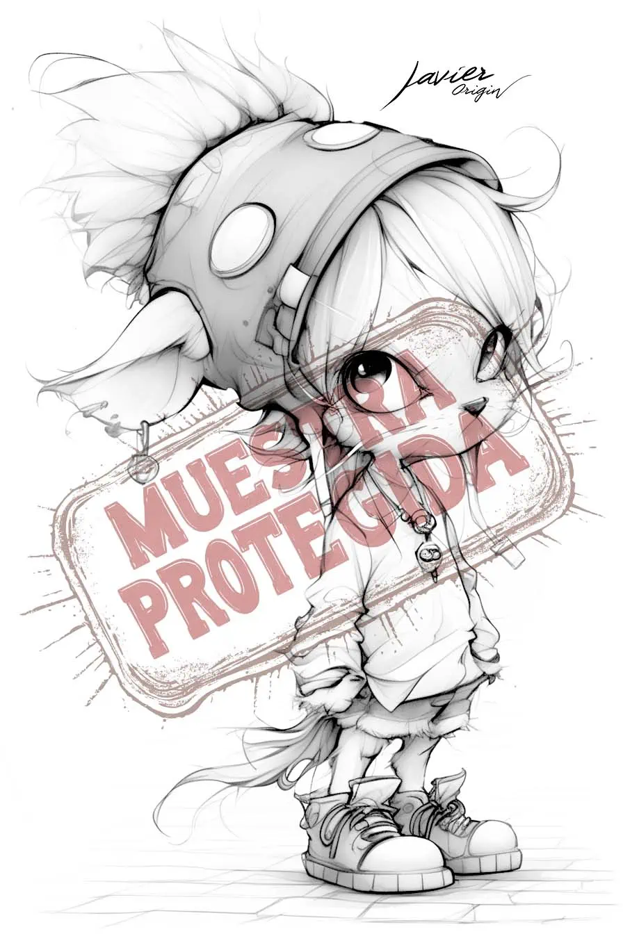 Personaje kawaii con casco de criatura de The Black Book Primer Trazo para colorear