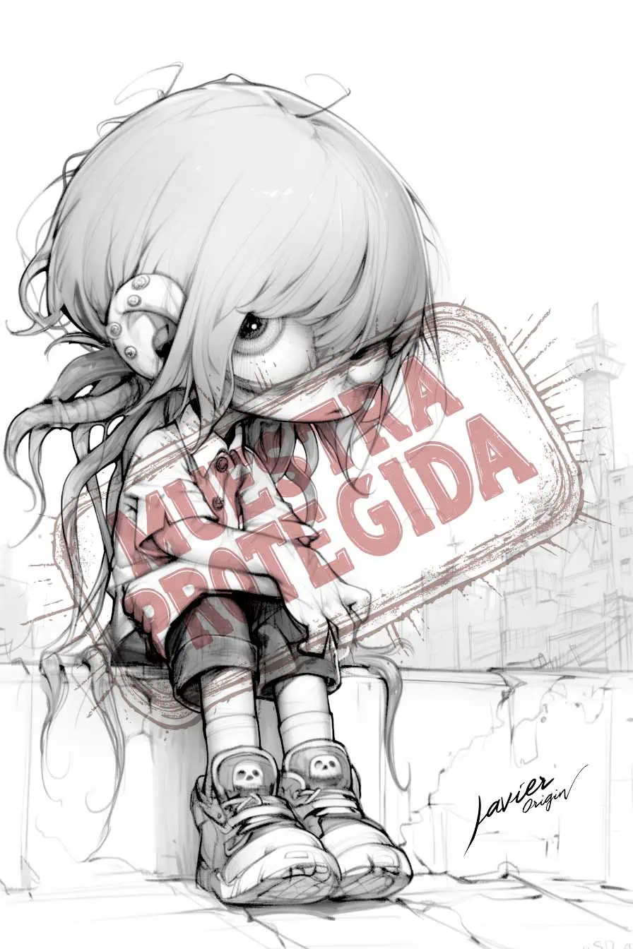 Personaje sentado con criatura de tentáculos de The Black Book Primer Trazo para colorear
